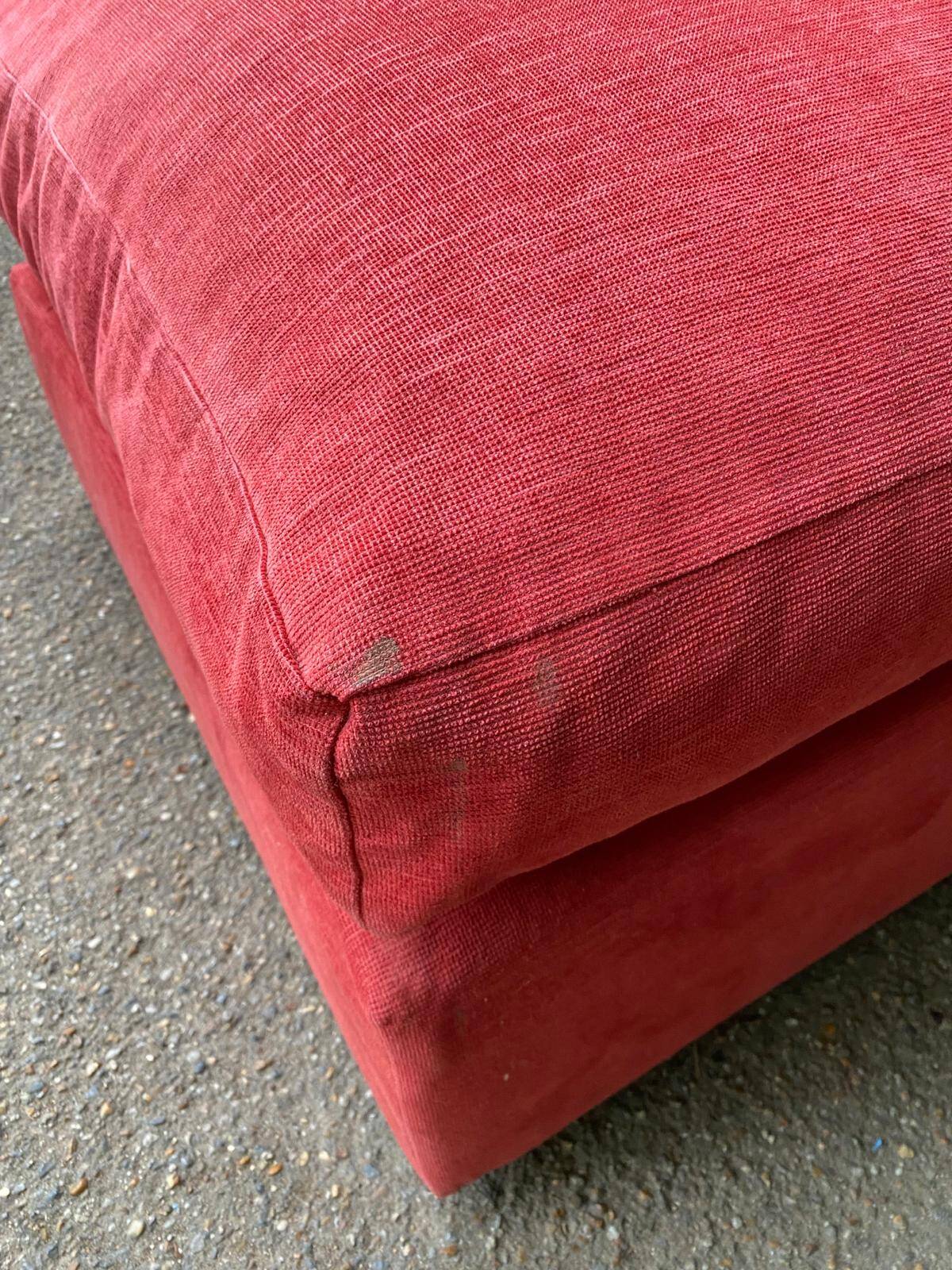 Large burgundy velvet pouf