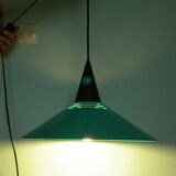 Emerald blue metal pendant light, Memphis style, space age -1980-