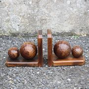 Paire de serre livres vintage en bois