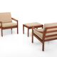 Easy chairs and ottoman by Illum Wikkelsø for Niels Eilersen, Denmark, 1960s, set of 3