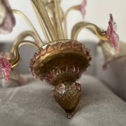 Murano glass chandelier Venetian flowers, circa 1950/1970 pink yellow