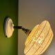 Vintage wall lamp with yellow clichy glass shade and red trim
