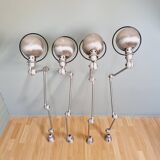 Set of 4 Jieldé industrial lamps in brushed steel, 3 arms