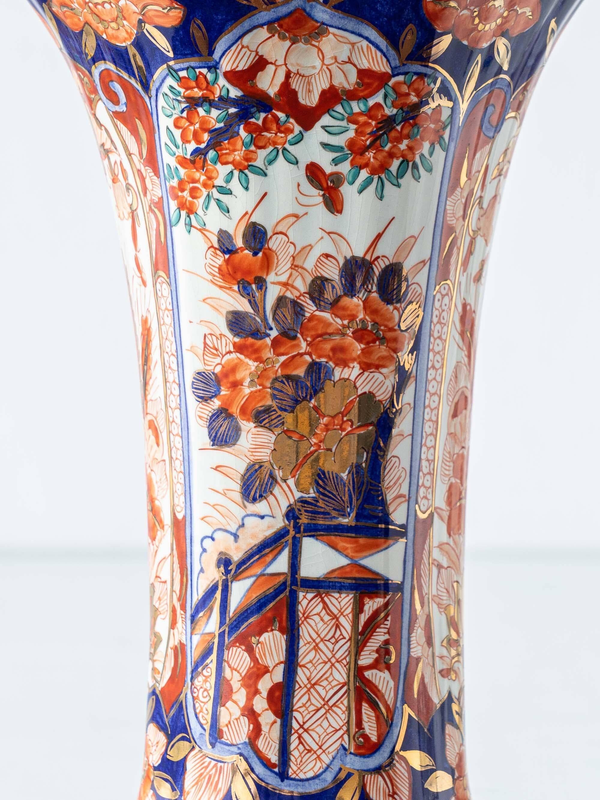 Pair of Delft Imari table lamps by Jaap Heinen with new Japanese shades.