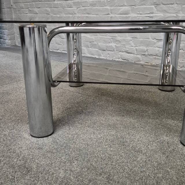 Vintage italian chrome coffee table -1970's
