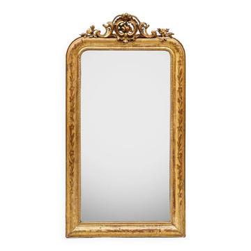 Miroir Louis Philippe avec crête ornée de roses, XIXe siècle