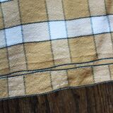 Beige vintage checkered rectangular tablecloth