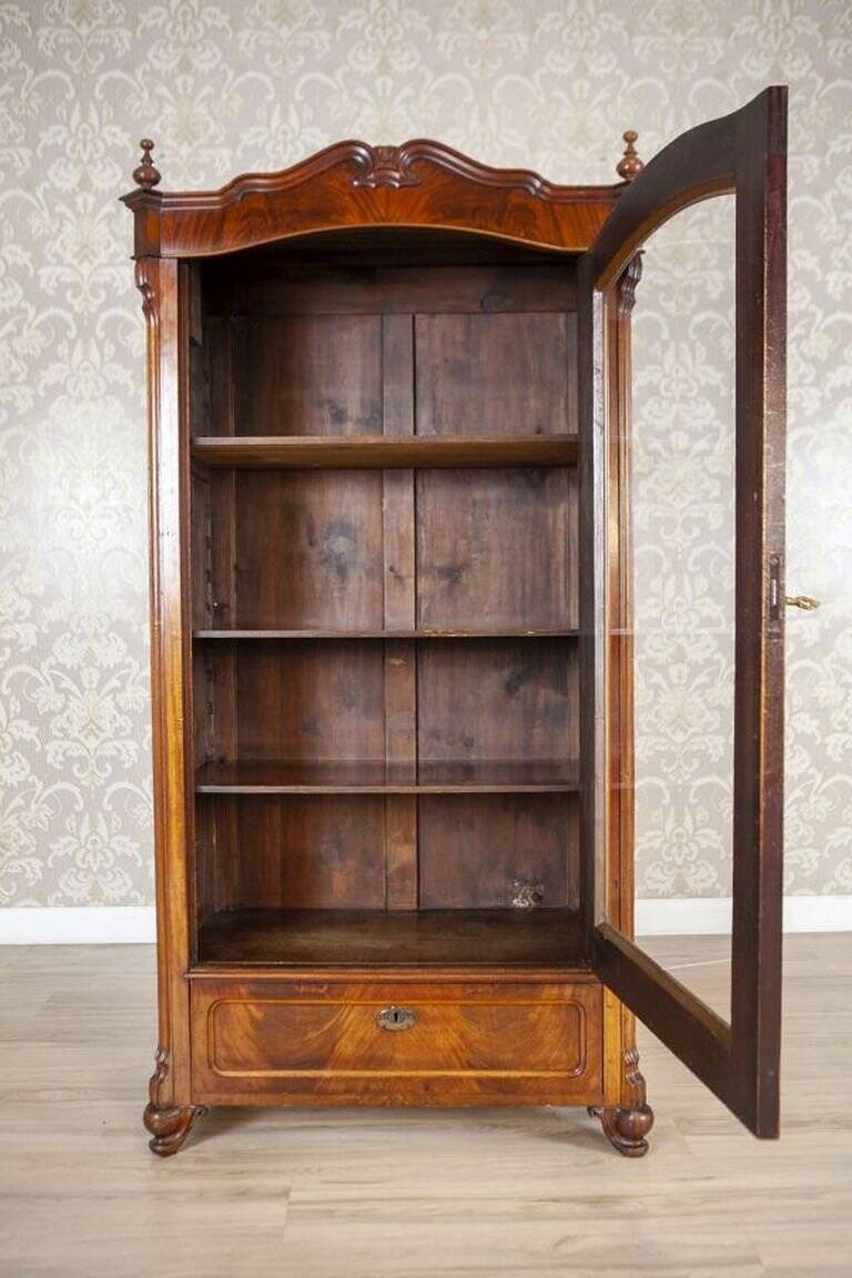Mahogany Wood & Veneer Display Cabinet or Bookcase, 1890