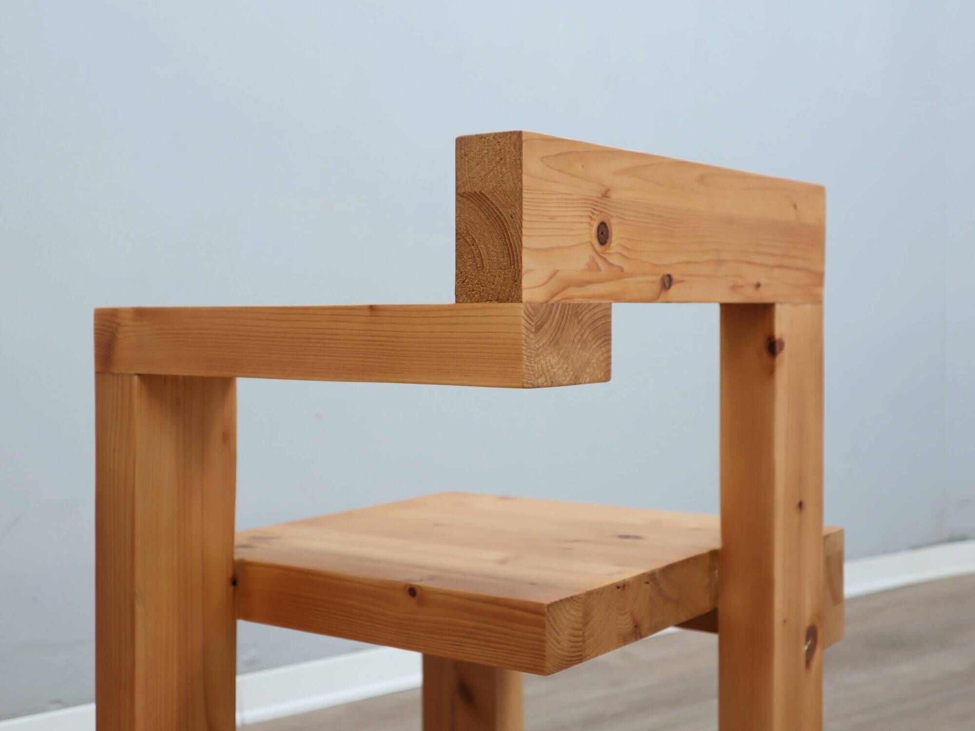 1980s Steltman Chair larch wood by Gerrit Rietveld