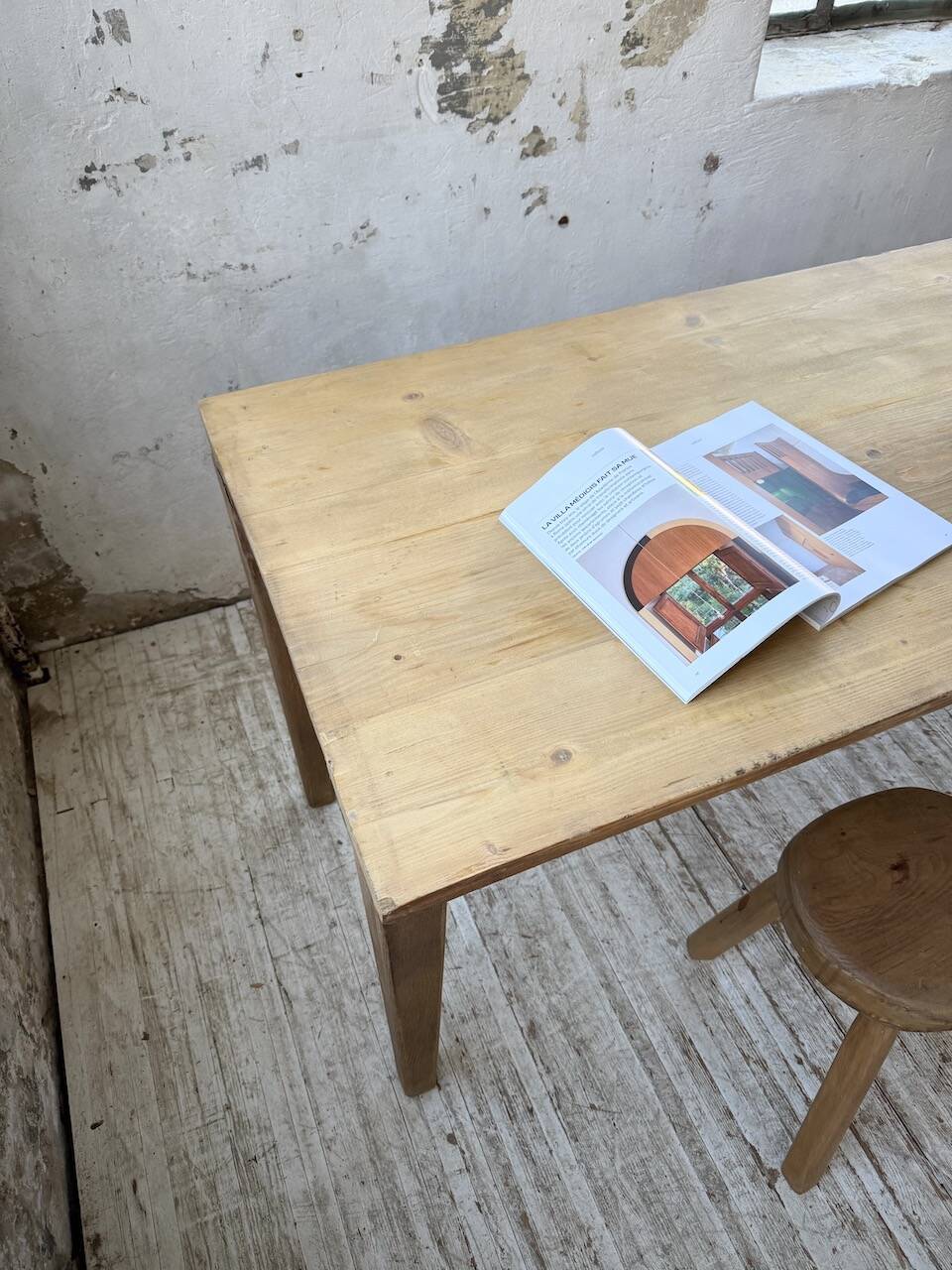 Table de ferme en pin et chêne