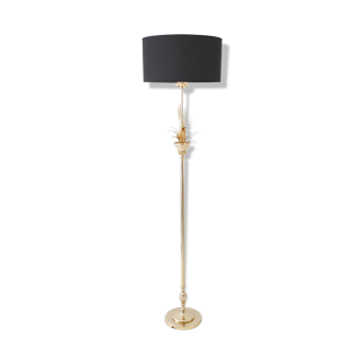 Lampadaire doré à décor végétal par Massive 1970