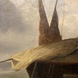 19th century oil on canvas, Low Tide, Framed Seascape