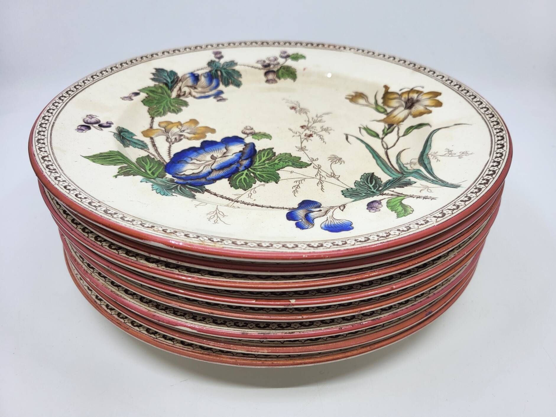 Victorian plate set by Brownfield & Sons model "Texas" England 1880