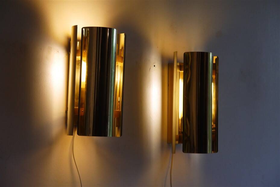 Pair of brass wall lights from Falkenberg 1970