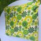 Cushion cover, green lotus flowers, vintage 1970