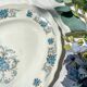 Oval dish Moulin des loups orchis sévigné floral pattern blue gray