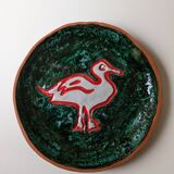 Decorative ceramic plate with duck decoration