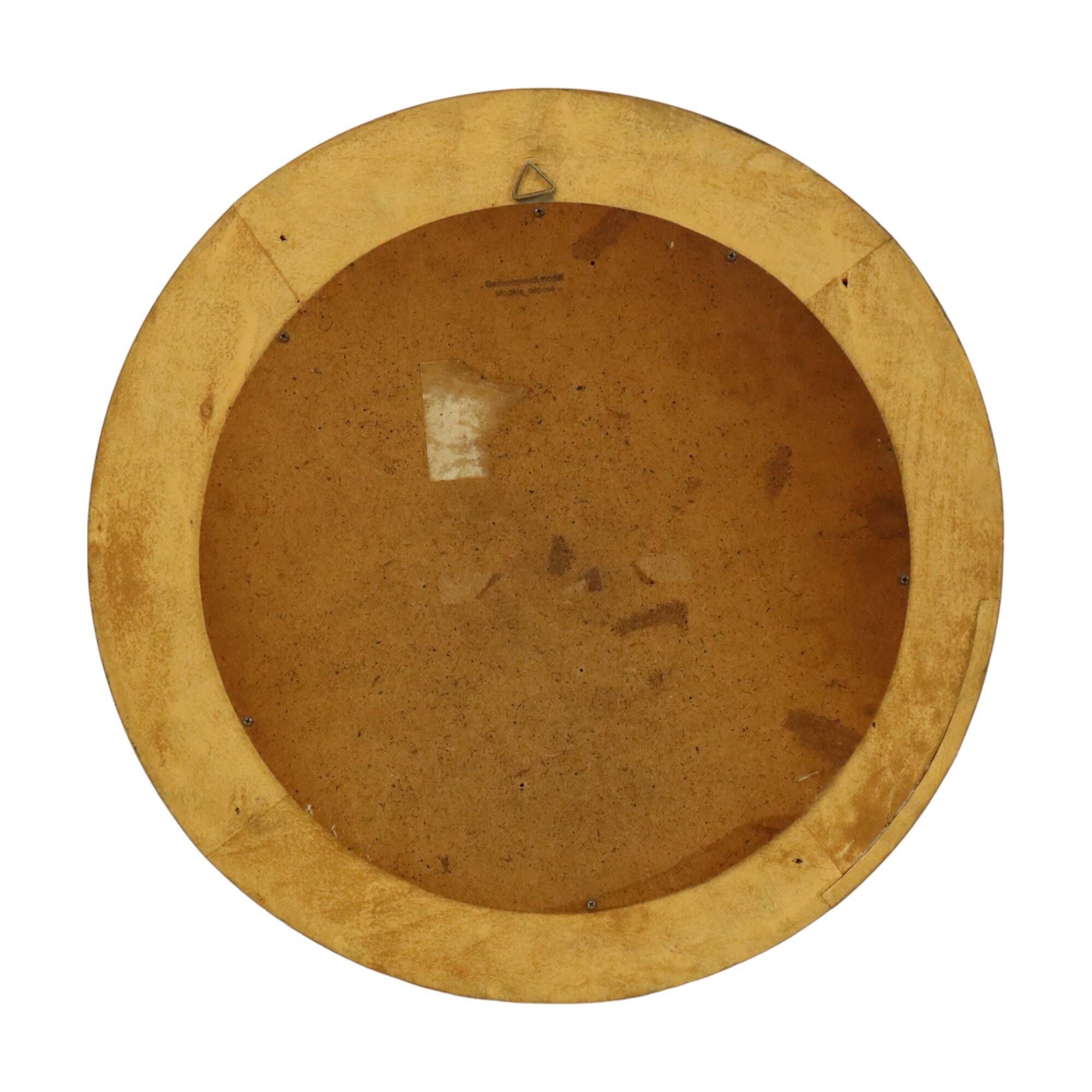 Large Round Wooden Butler Mirror Convex Mirror Witch's Eye Gold