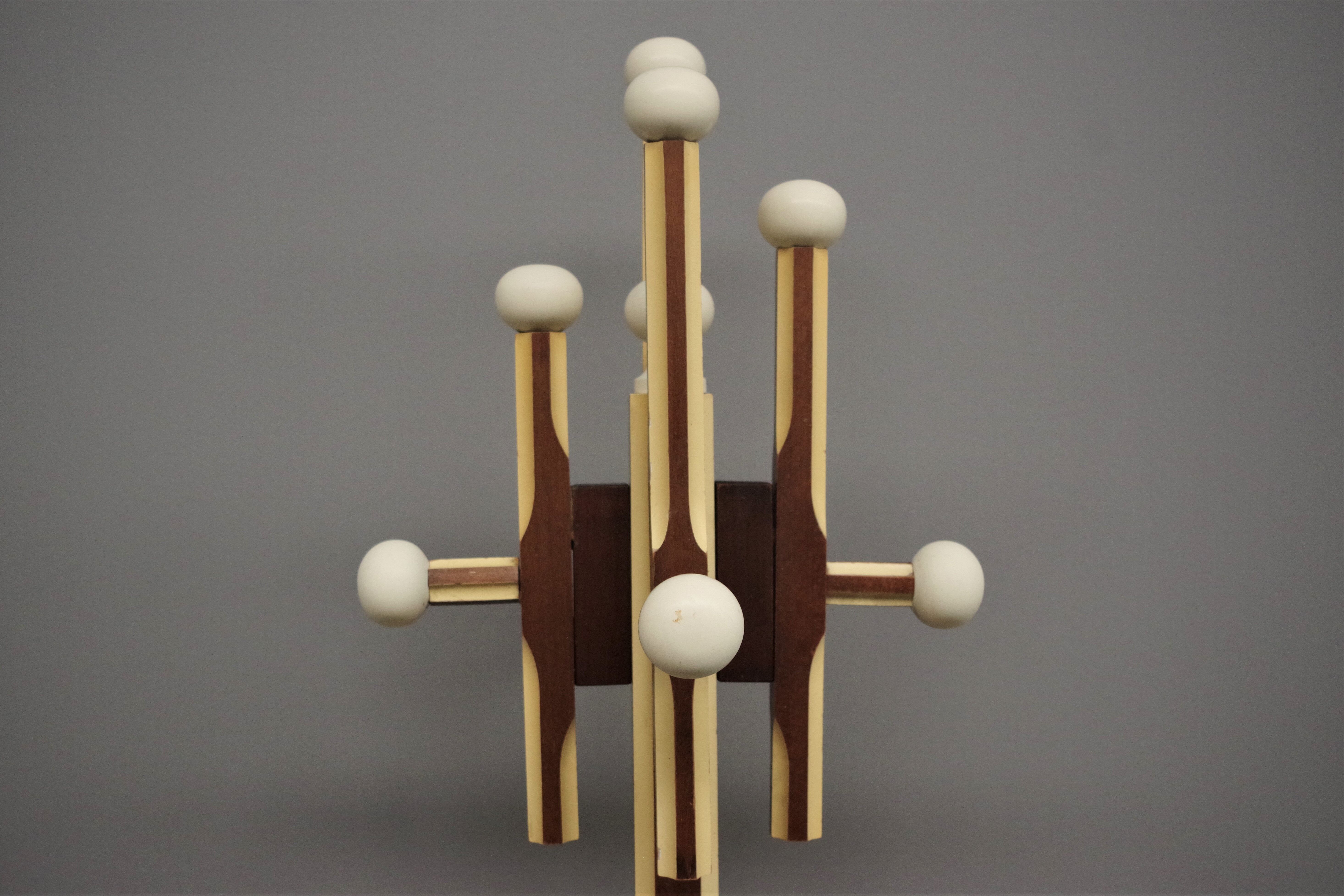 Wooden column coat rack  1965