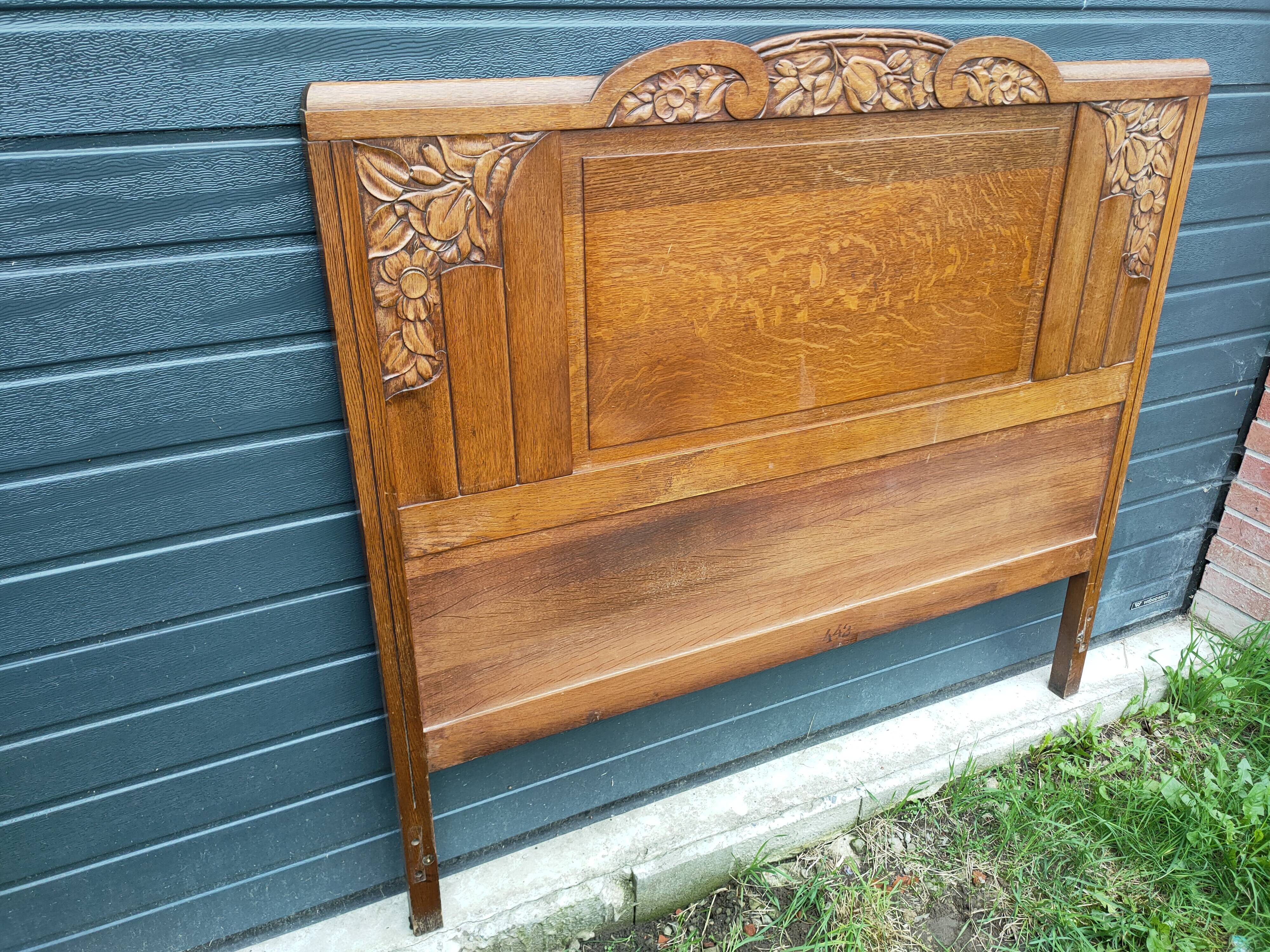 Solid oak headboard, 1920s-30s