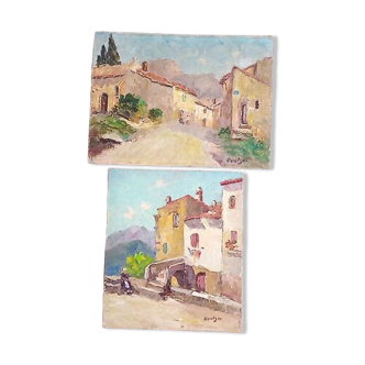 Osietzki - 2 oils on panels 24.5 x 33.5cm + 25 x 28.5 cm