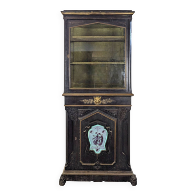 Vitrine époque Napoléon III avec plaque de porcelaine
