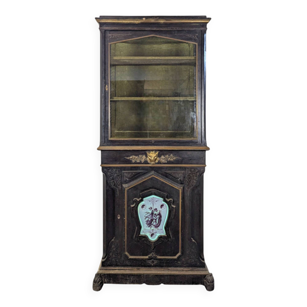 Vitrine époque Napoléon III avec plaque de porcelaine