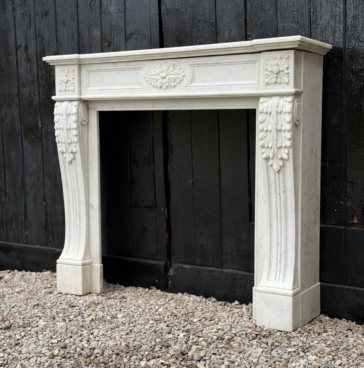 Louis XVI style Carrara marble fireplace circa 1880