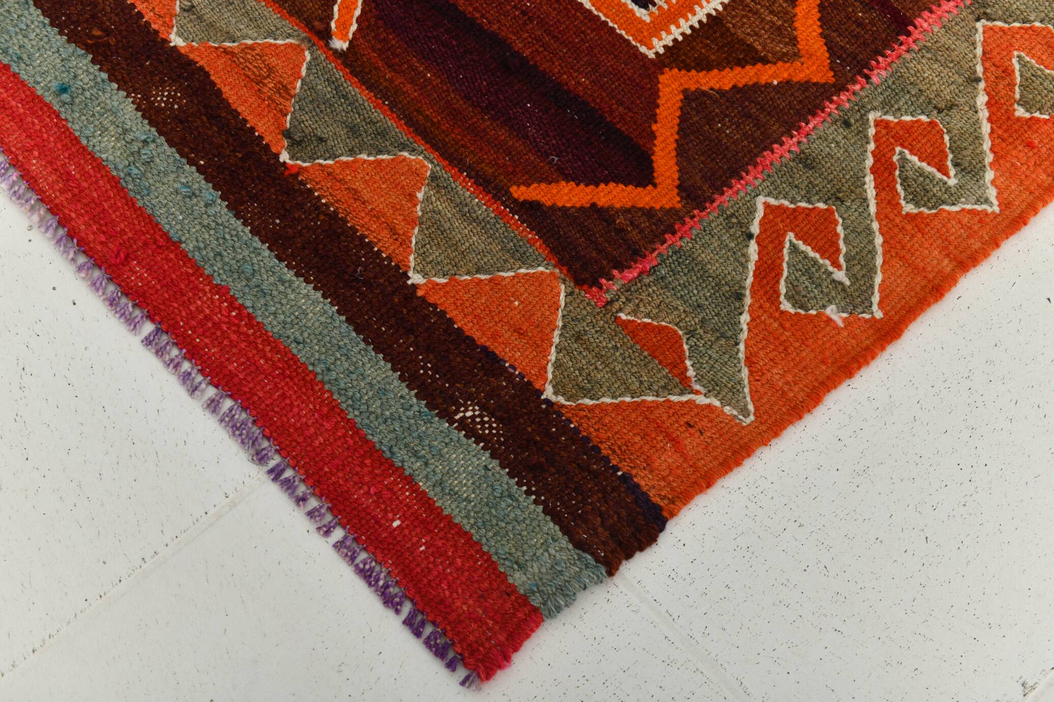 Tapis de couloir Kilim rouge