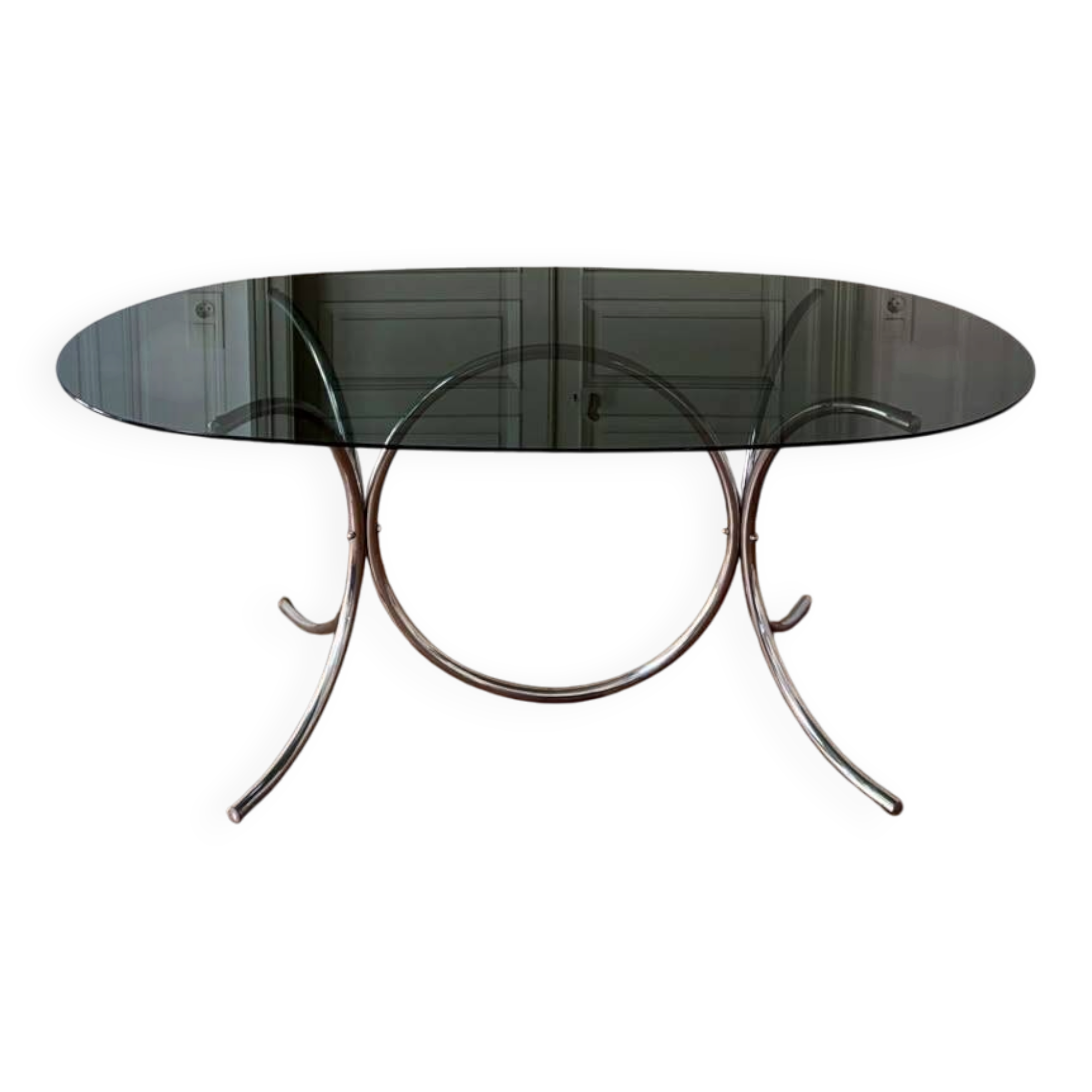 Table verre fumé /chrome vintage 70'
