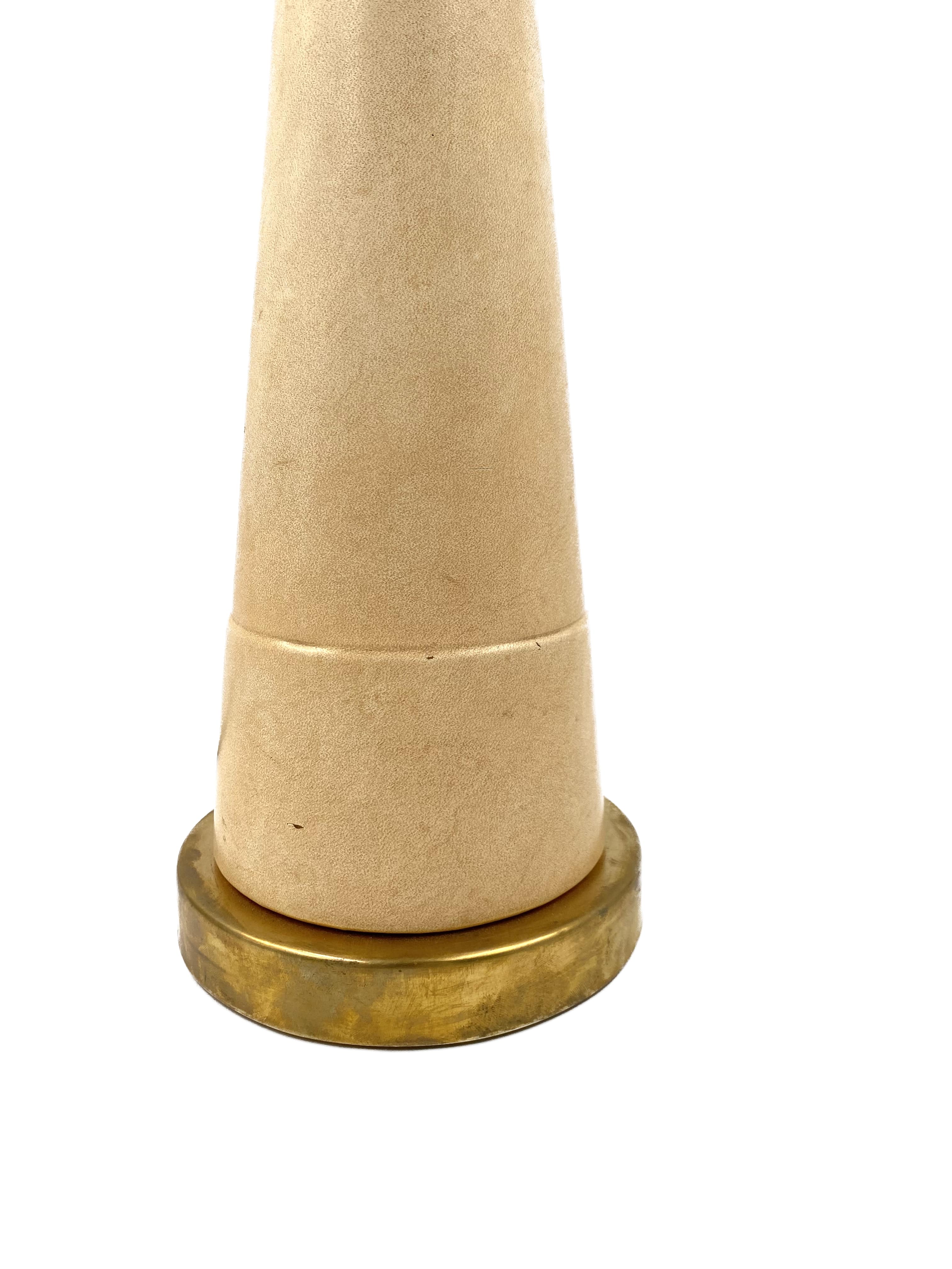 Conic parchment and brass table lamp, France 1960