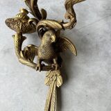 Pair of bronze wall sconces with parrots, early 20th century.
