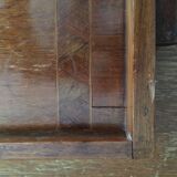 Old wooden serving tray with marquetry drawing