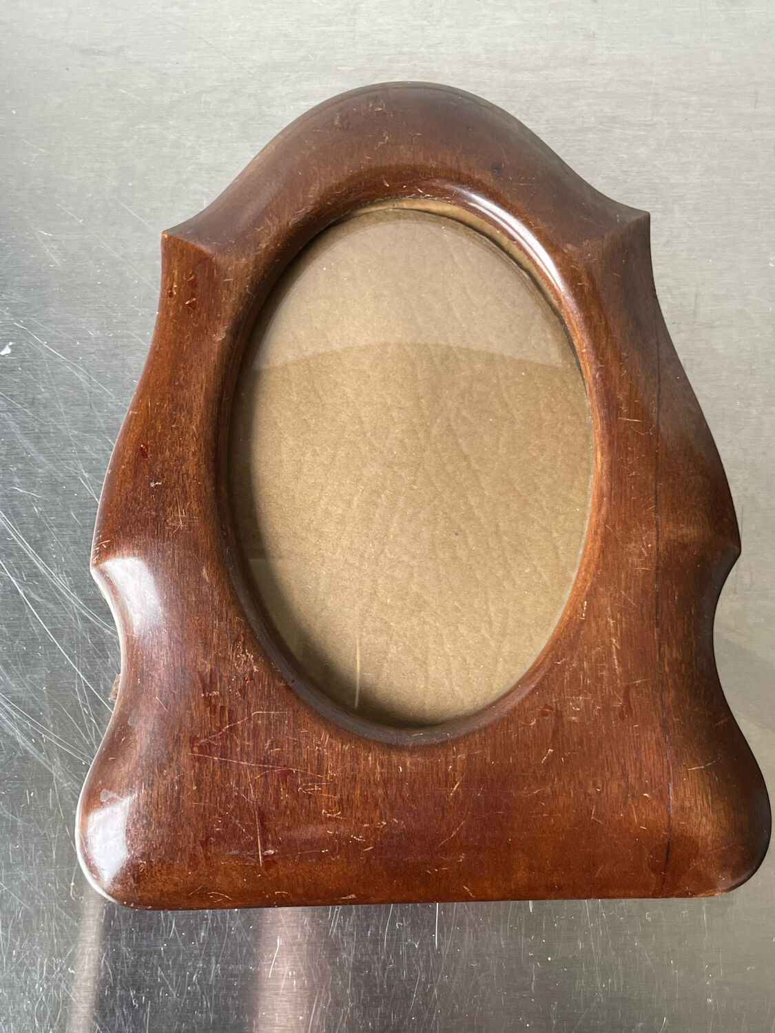 Antique  art deco mahogany wooden frame measurements 21.5 cm x 17 cm  convex glass