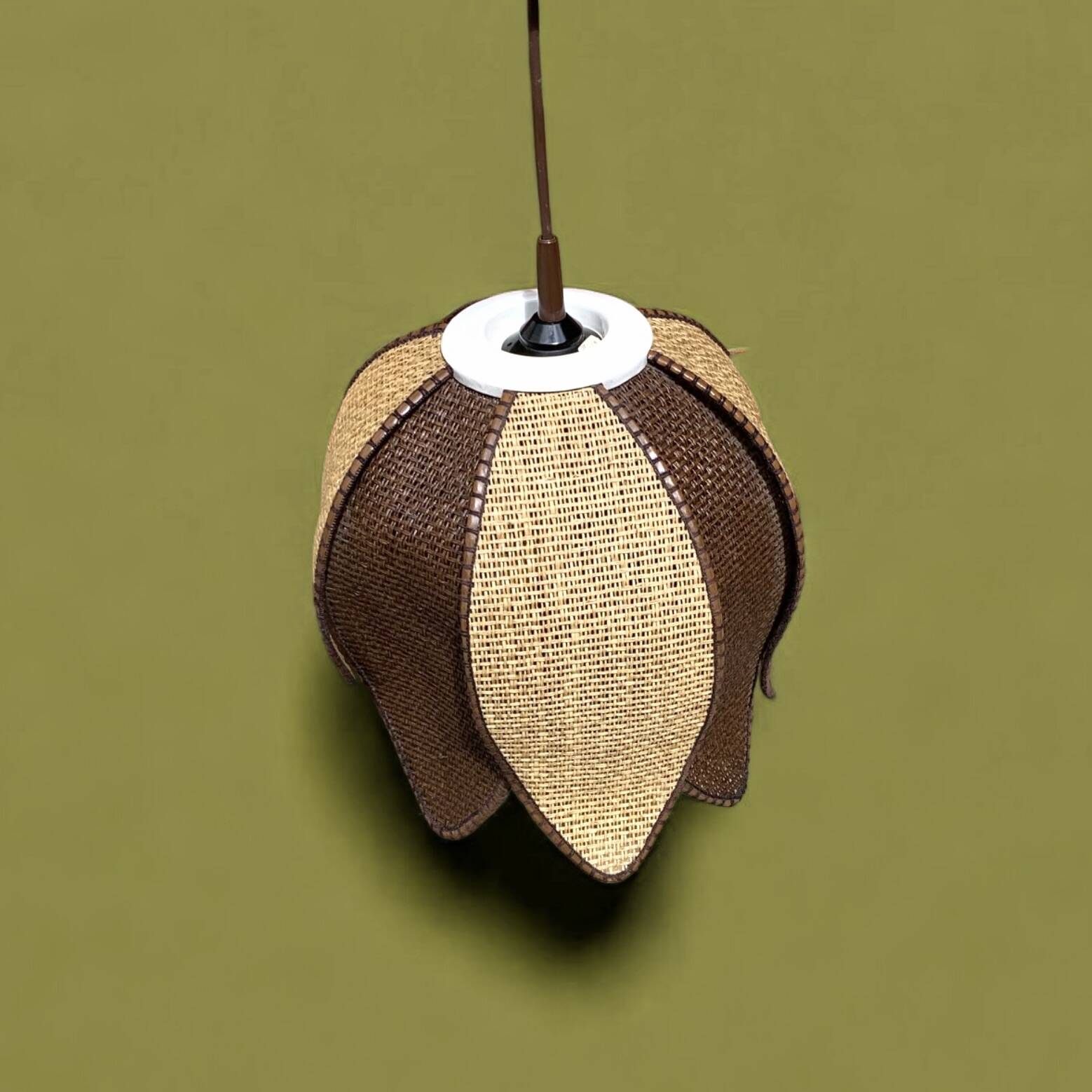 Vintage lotus flower pendant in two-tone braided rope