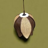 Vintage lotus flower pendant in two-tone braided rope