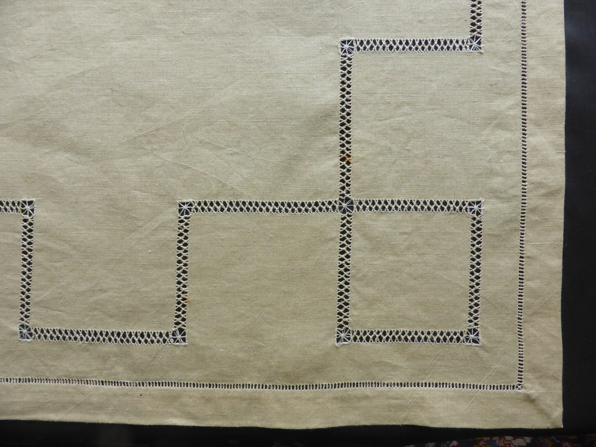 Old linen sheet embroidered with butterflies and flowers-days-66x83cm
