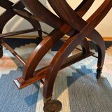Teak service trolley with nesting table, mid-century modernism.