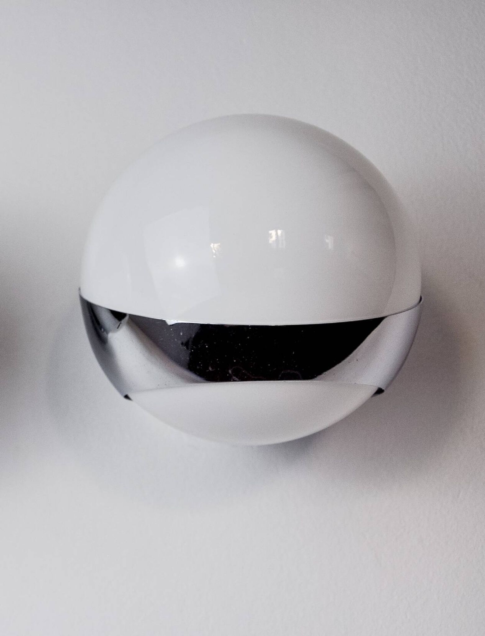 SPACE-AGE WALL LIGHT BY MARCA SL, WHITE OPALINE, SPAIN,