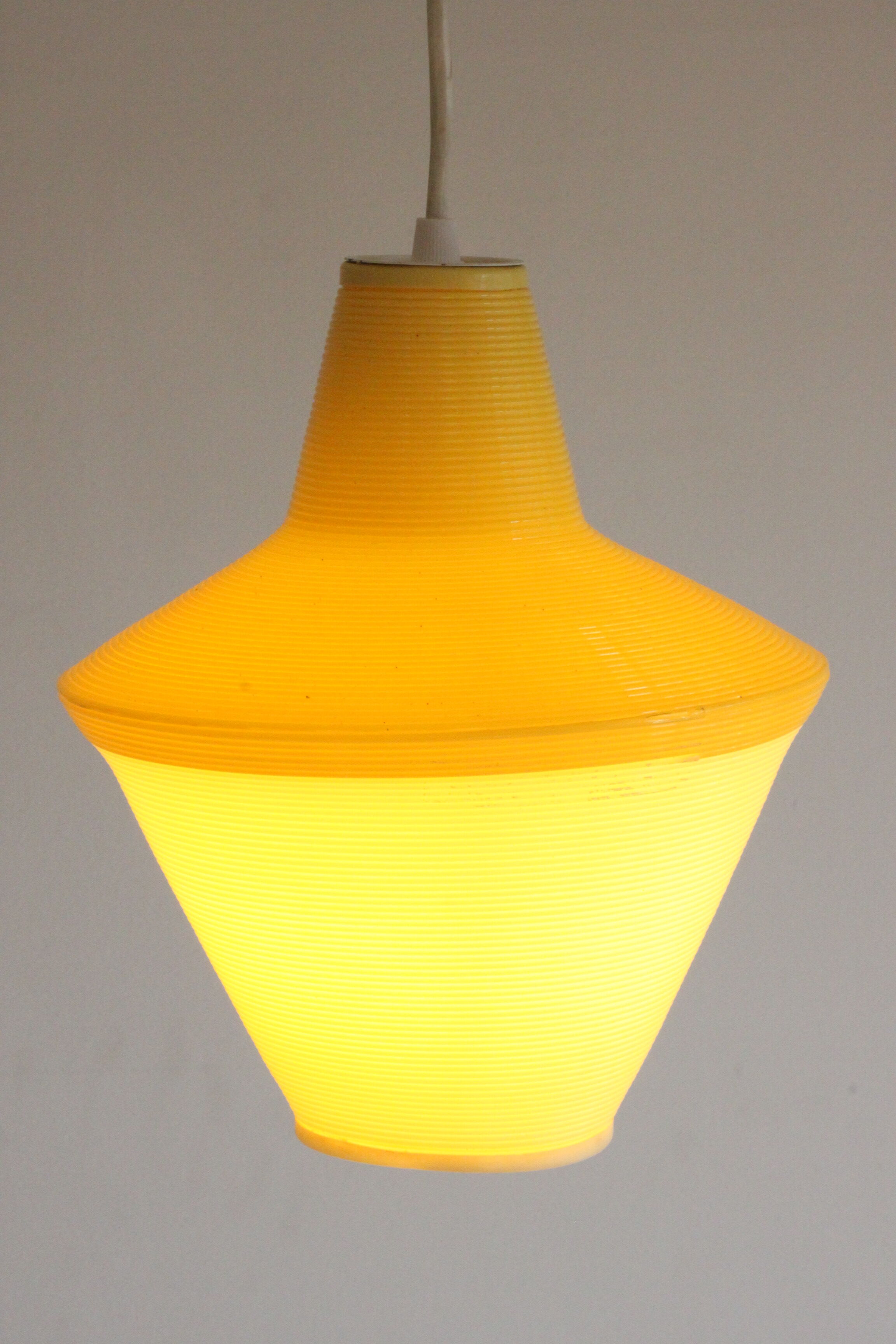 Early plastics cellulose pendant lamp by Atelier de recherche plastique and Rotaflex 1950s.