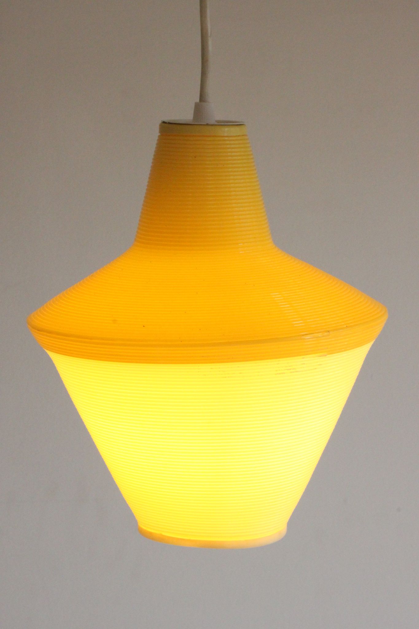 Early plastics cellulose pendant lamp by Atelier de recherche plastique and Rotaflex 1950s.