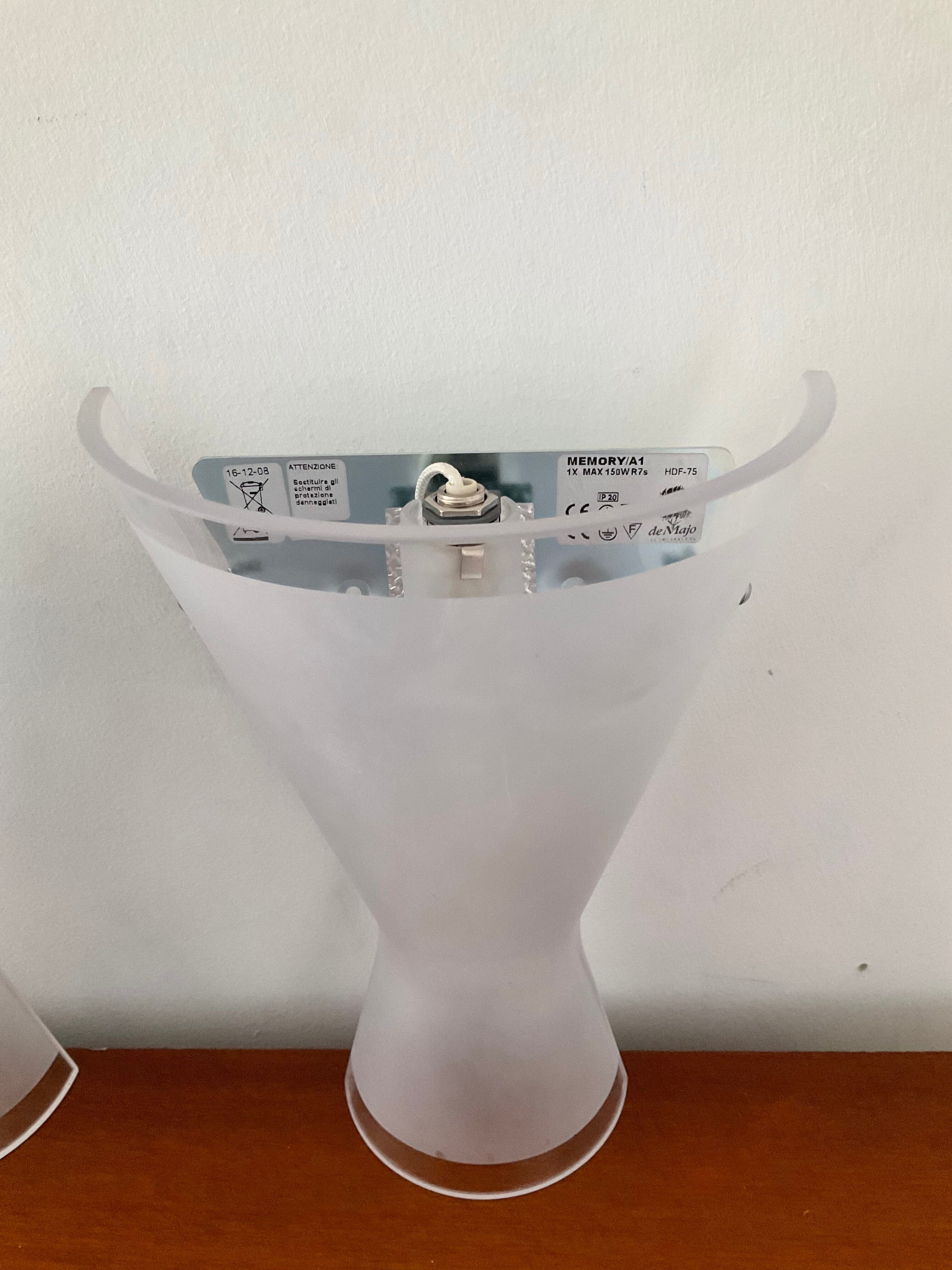 Pair of wall lamps by Lucio De Majo in De Murano glass