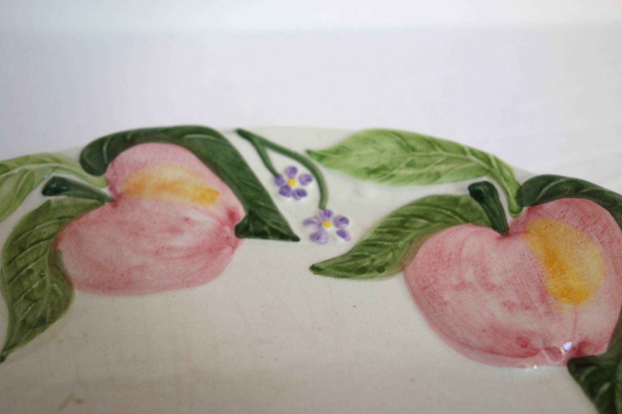 2 vintage apple barbotine plates signed Francesco Guarino