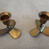 Paire de bougeoirs en laiton forme hélice vintage