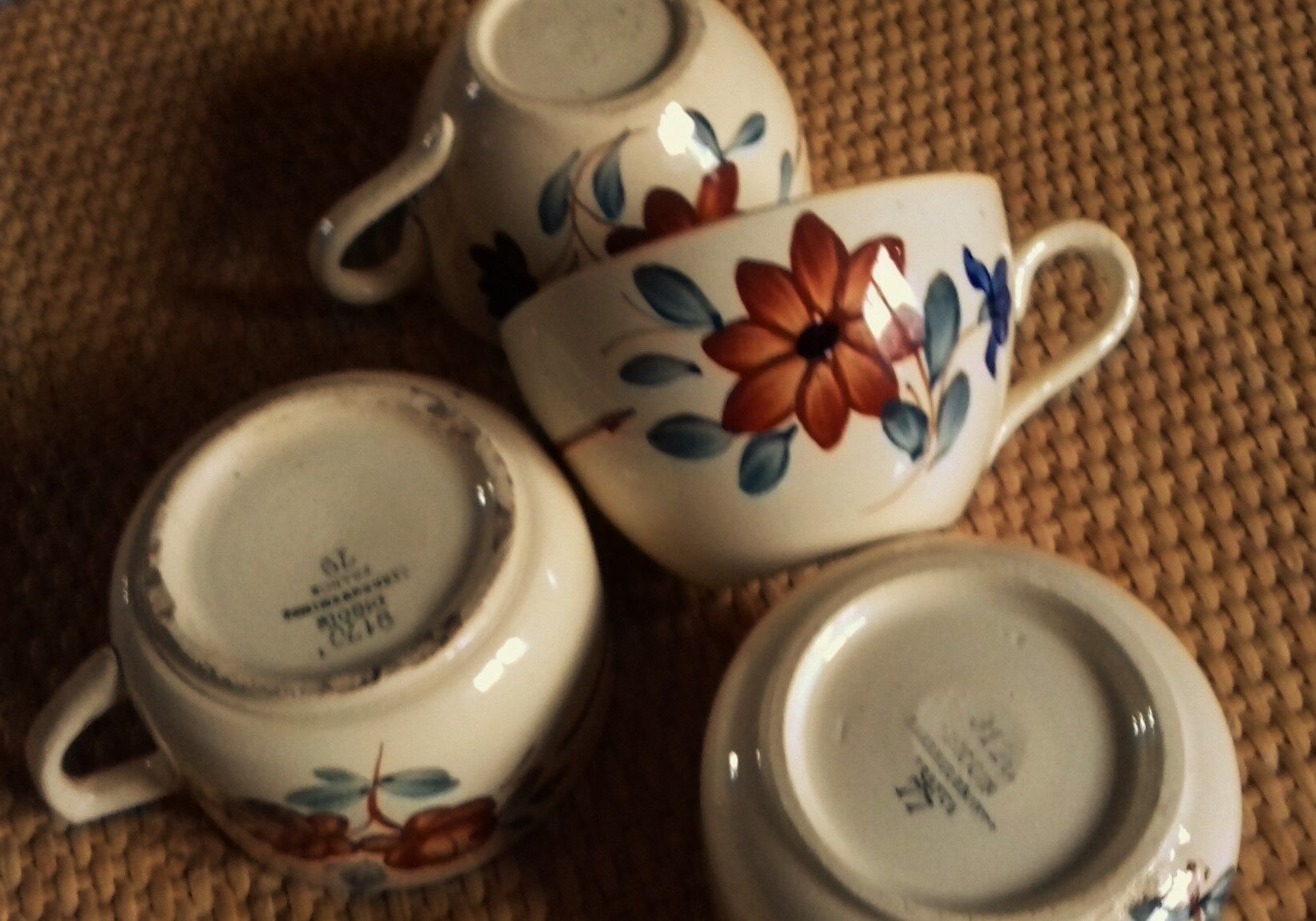 Lot 4 teacups Digoin Sarreguemines