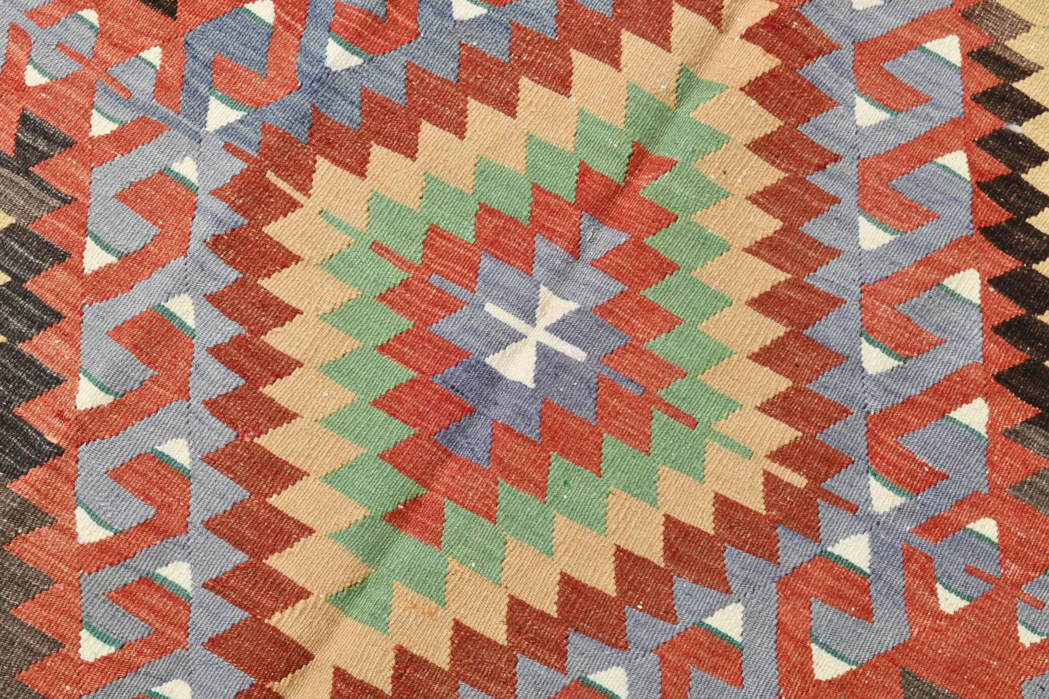 7x10 Multicolor Vintage Kilim Rug, Pattern Kilim Rug, 207x311 cm