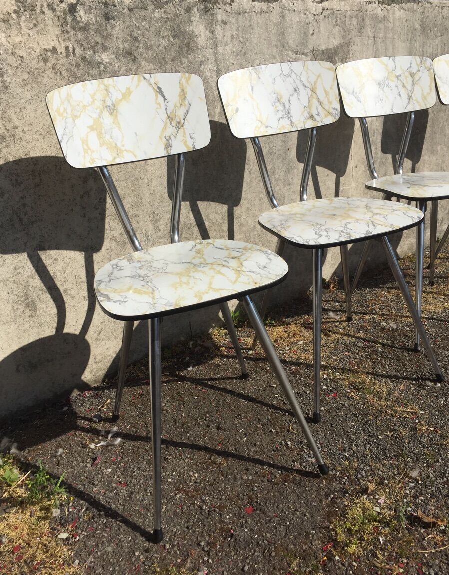 Série de 4 chaises formica de Roger Breton