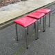 Steel stool with burgundy faux leather fabric