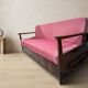 Burgundy folding sofa bed by Edmund Homa, mid-century modern, 1960s, Czechoslovakia, 200 × 88 × 80 cm