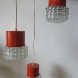 Orange suspension 70's glass 3-globe